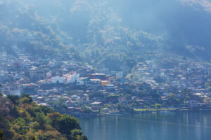 Scenic view of Gangtok city surrounded by Himalayan mountains in Sikkim