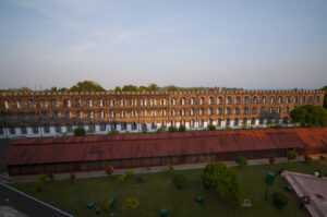 Cellular Jail in Andaman with historic architecture at sunset