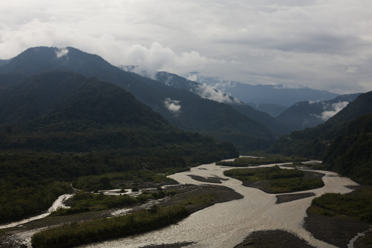 View of Arunachal Pradesh mountains with rivers and monastery