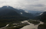 View of Arunachal Pradesh mountains with rivers and monastery